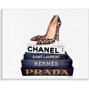 Nwt-Stupell Industries Glam Fashion Book Set Leopard Pumps Heels Wall Plaque Art